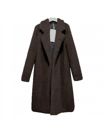 Caliente mujer abrigo de manga larga cálido solapa de longitud media de Color sólido para el invierno CGU 88