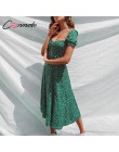Conmoto 2019 verano Vintage vestido de fiesta cuello cuadrado volante elegante vestido Sexy playa Mujer verde medio Vestidos