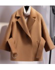 2019 Otoño Invierno mujer abrigo corto de lana nueva moda capa abrigo mujer cinturón chaqueta negro caqui albaricoque talla gran