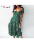 Conmoto 2019 verano Vintage vestido de fiesta cuello cuadrado volante elegante vestido Sexy playa Mujer verde medio Vestidos