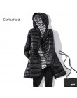 EORUTCIZ abrigo largo de invierno para mujer talla grande 7XL chaqueta con capucha Ultra ligera con capucha Vintage negro otoño 