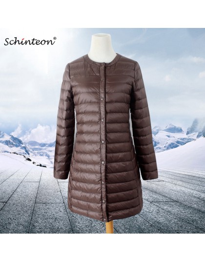 2019 Schinteon mujer chaqueta de plumón Ultra ligero blanco pato abajo abrigo largo fino interior ropa delgada otoño nueva llega