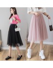 Faldas de tul para mujer Midi Falda plisada negro Rosa tul Falda Mujer 2019 Primavera Verano coreano elástico cintura alta malla