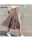 Danjean primavera 2019 mujeres largo metálico plata Maxi plisado Falda Midi cintura alta Elascity Casual fiesta falda Vintage