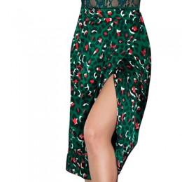 OOTN Vintage estampado de leopardo faldas largas mujeres alta cintura Midi falda lazo 2019 verano Sexy Split Wrap falda señoras 