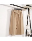 Verano otoño Faldas Mujer 2018 Midi hasta la rodilla coreano elegante botón falda de cintura alta Mujer plisada falda escolar