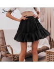 Simplee Casual polka dot mini falda de mujer de cintura alta A línea coreana borla Rosa falda de verano Sexy colmena playa femen