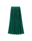 Falda plisada de verano otoño para mujer falda Vintage de cintura alta faldas largas sólidas nueva falda metálica de moda femeni