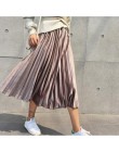 Nuevo 2019 Otoño e Invierno falda de terciopelo de cintura alta de mujer Falda plisada envío gratis