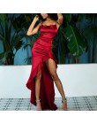Articat Irregular Ruffles Sexy largo Maxi vestido de Navidad mujeres rojo satén Backless Bodycon vestido elegante partido 2019