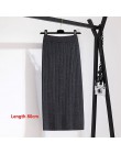 Gigogogou 60-80CM banda elástica mujeres faldas otoño invierno cálido tejido Falda recta acanalado medio-largo falda negro