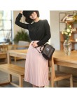 CRRIFLZ 2019 primavera otoño moda mujer alta cintura plisada Color sólido media longitud falda elástica promociones señora negro