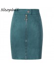 Minifaldas de tubo de gamuza de mujer Neophil Estilo Vintage para mujer 2019 de invierno con botón de cremallera frontal para Mu