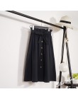 CRRIFLZ verano otoño Faldas Mujer 2019 Midi hasta la rodilla coreano elegante botón falda de cintura alta Mujer plisada falda es