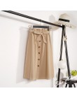 CRRIFLZ verano otoño Faldas Mujer 2019 Midi hasta la rodilla coreano elegante botón falda de cintura alta Mujer plisada falda es