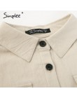Simplee elegante Lino camisa corta Vestido Mujer manga larga algodón vestido botones mujeres vestidos Vintage verano casual