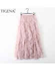 Falda larga de tul tutú a la moda para mujer Falda larga Maxi 2019 coreana bonita rosa de cintura alta plisada falda femenina so