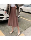 Surmiitro elegante sólido Midi plisado Falda Mujer 2019 Otoño Invierno señoras coreano alta cintura A-line escuela Falda larga M