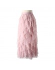 Falda larga de tul tutú a la moda para mujer Falda larga Maxi 2019 coreana bonita rosa de cintura alta plisada falda femenina so