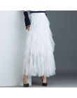 Faldas de tul irregulares a la moda de cintura alta elástica falda tutú de malla plisada Faldas largas Falda Midi Saias Faldas J