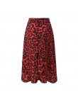 Falda de mujer de verano estampado de leopardo Vintage larga de mujer Casual de cintura alta plisada falda de moda nueva 2019 dr