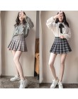 Talla grande Harajuku Falda corta nueva falda a cuadros coreana mujeres cremallera alta cintura escuela chica plisada falda a cu