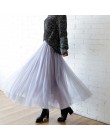 OHRYIYIE 2019 Otoño Invierno faldas Vintage mujer elástico cintura alta tul malla Falda larga plisada tutú falda femenina Jupe L