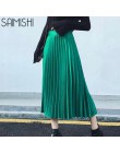Saimishi primavera otoño moda mujer alta cintura plisada Color sólido media longitud falda elástica promociones señora negro Ros