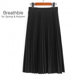 Saimishi primavera otoño moda mujer alta cintura plisada Color sólido media longitud falda elástica promociones señora negro Ros