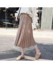 Tataria Polka Dot Falda plisada de terciopelo de cintura alta Mujer Faldas largas de Maxi Falda Mujer Faldas moda 2019 falda esc