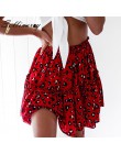 Sollinarry rojo volantes leopardo Otoño Invierno faldas mujeres Sexy Boho Mini falda Retro Casual una línea alta cintura chicas 