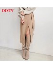 OOTN Falda larga de gamuza de color caqui para mujer Otoño Invierno falda de abrigo Casual de encaje para mujer de cintura alta 