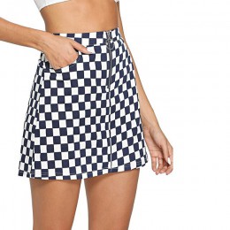 Falda a cuadros Wipalo de cintura alta 2019 verano Sexy Mini falda cremallera Unif faldas a cuadros de mujer de fondo corto Saia