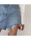 Falda corta de mezclilla Sexy de verano para mujer Mini falda de Jean con dobladillo cepillado Irregular para mujer