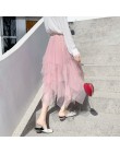 Faldas de tul para Mujer Faldas Mujer Moda 2019 Moda elástica de alta cintura de malla tutú Maxi plisado largo Midi Saias Jupe p