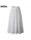 Aproms blanco puntos de impresión Floral plisada Midi Falda Mujer elástica de alta cintura lateral faldas con bolsillos verano 2