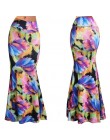 De moda de las mujeres Plus tamaño piso longitud Maxi falda con estiramiento Floral Bodycon falda de rayas Casual Falda larga ju
