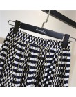 LANMREM 2019 primavera moda nuevo negro blanco punto contraste Color plisado elástico alta cintura falda todo-fósforo Pantalones
