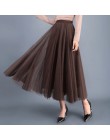 TingYiLi otoño tul falda gris marrón Beige rosa negro faldas largas mujeres elegante Maxi falda