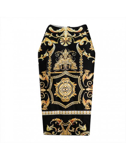 2019 nueva Falda de tubo con estampado de otoño para mujer europea con patrón abstracto de alta elasticidad Midi falda de cadera