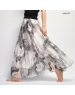 De moda de las mujeres florales impresión larga falda mujer estilo Boho elástico cintura alta de gasa Casual playa faldas en Sai