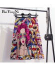 Beiyingni 28 estilos Europa patrón de dibujos animados plisado Falda Mujer calle coreana media pantorrilla alta elástica calidad