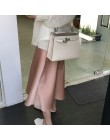 Garemay falda de cintura alta satén elegante mujer rosa Casual A-Line Midi faldas largas para mujer seda verano falda 2019