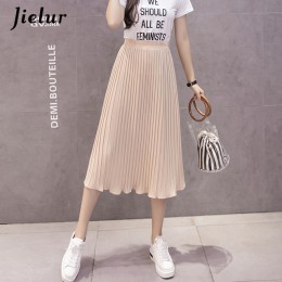 Jielur 6 colores moda coreana verano Falda Mujer chifón alta cintura plisada Faldas Mujer S-XL Harajuku Faldas Mujer Dropship