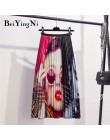 Beiyingni 28 estilos Europa patrón de dibujos animados plisado Falda Mujer calle coreana media pantorrilla alta elástica calidad