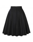 Falda plisada de pasarela de cintura alta negro hasta la rodilla Faldas acampanadas Retro Vintage 50s Rockabilly Swing Faldas de