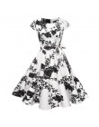 Negro Blanco Polka Dot Vintage vestido de verano para mujer estampado Floral manga corta vestido Retro Rockabilly vestidos de fi