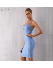 Adyce 2019 nuevo verano Bodycon Bandage Vestido Mujer Sexy azul Spaghetti Strap Vestido Midi sin tirantes celebridad Vestido de 