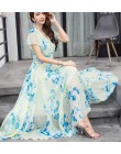 Envío Gratis estilo bohemio S-5XL 2018 verano nueva llegada recoger cintura manga flor impreso mujer Chiffon vestido largo