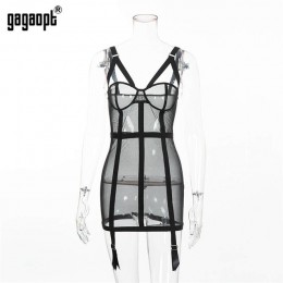 Gagaopt 2019 vestido de malla mujeres Vestidos Sexy perspectiva negro moda Mini Vestidos Bodycon Club Vestidos Batas